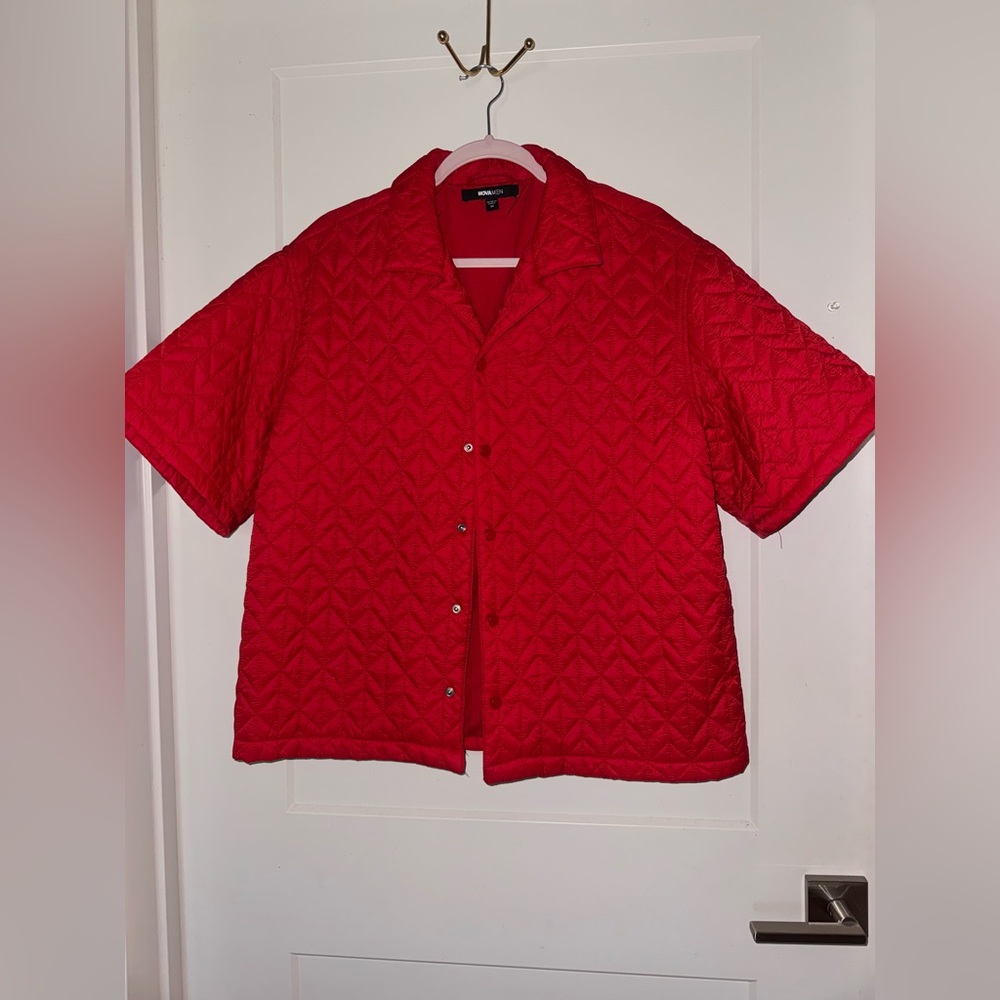 FashionNova Men Retro-Crop Quilted Shirt